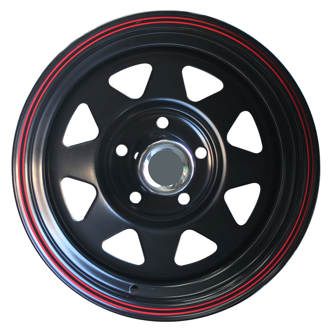 14 Inch - R. Edge Barnard Modular * Satin Black w Red Pinstripe - 5x114